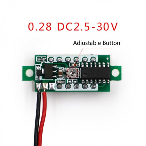 Tensiomètre numérique ajustable 2 fils, 0,28 pouce, Affichage couleur, Tension de mesure: DC 2.5-30V (Rouge) SH100R1701-07