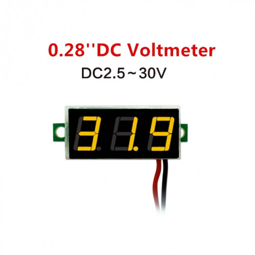 Tensiomètre numérique ajustable 2 fils, 10 PCS 0,28 pouces, Affichage couleur, Tension de mesure: DC 2,5-30 V (Jaune) SH100Y1731-07