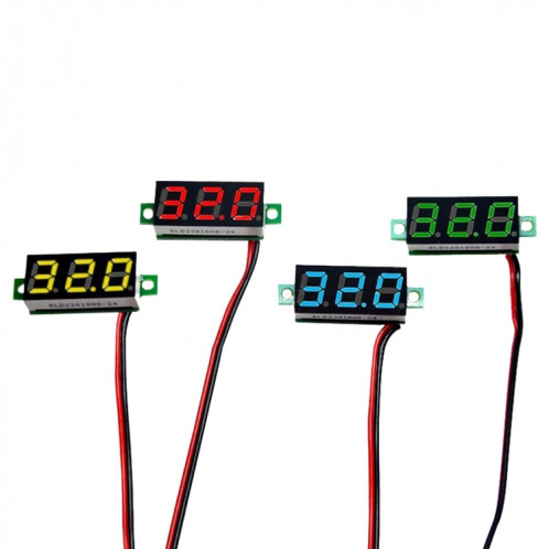Tensiomètre numérique ajustable 2 fils, 0,28 pouce, Affichage couleur, Tension de mesure: DC 2.5-30V (Rouge) SH100R1701-07