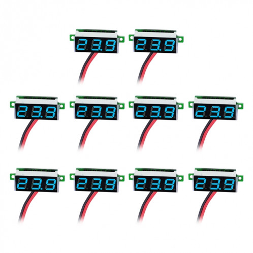 Tensiomètre numérique 10 PCS 0,36 pouces à 2 fils, Affichage couleur, Tension de mesure: DC 2.5-30V (Bleu) SH101L198-07