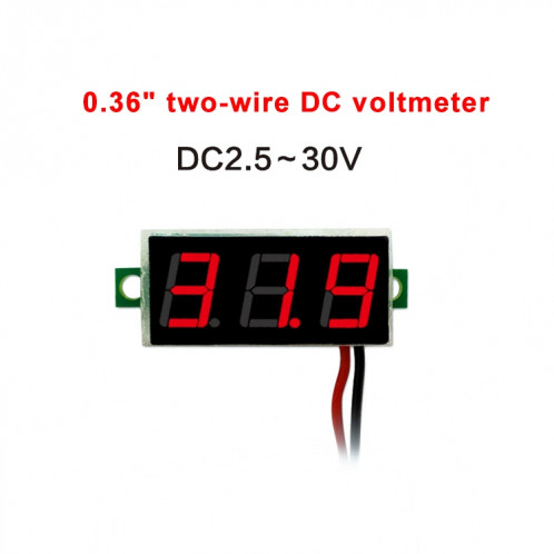 Tensiomètre numérique 10 PCS 0,36 pouces à 2 fils, Affichage couleur, Tension de mesure: DC 2.5-30V (Rouge) SH101R867-07