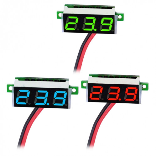 Tensiomètre numérique 10 PCS 0,36 pouces à 2 fils, Affichage couleur, Tension de mesure: DC 2.5-30V (Vert) SH101G1117-07