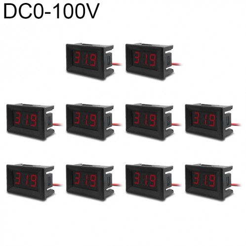 10 PCS 0.36 inch Tensiomètre numérique avec coque, écran couleur, Tension de mesure: DC 0-100V (rouge) SH103R1965-08