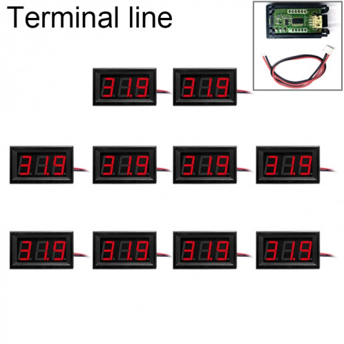 10 PCS 0.56 inch 2 Tensiomètre numérique avec coque, Afficheur de couleur, Tension de mesure: DC 4.5-30V (Rouge) SH104R99-08