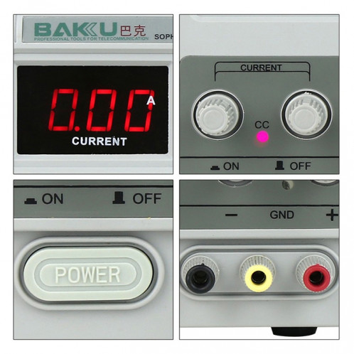 BAKU BK-305D 220 V Commutation Multi-Fonction Variable DC LED Alimentation Ininterrompue Réparation Voltmètre Ampèremètre pour Téléphone Mobile / Ordinateur Portable SB1369224-06