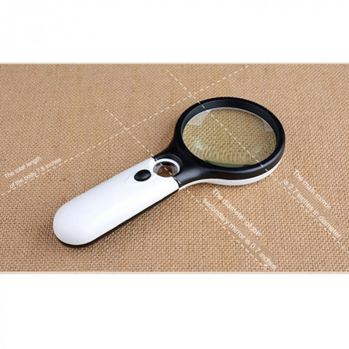 Mini-loupe visuelle de lecture portable 3-45X avec 3 lumières DEL (blanc) SH518W834-07