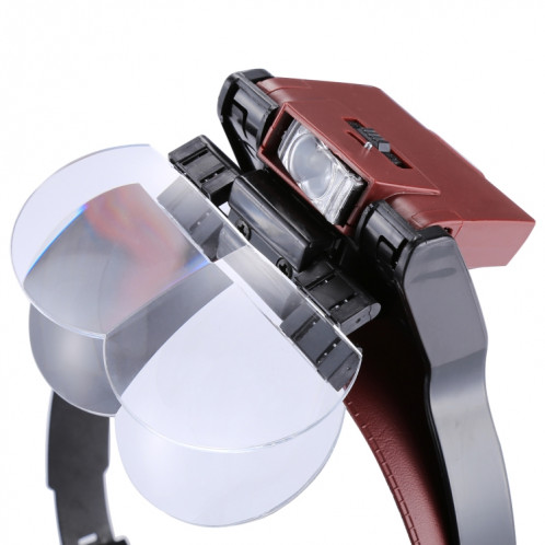 Loupe de tête de lecture de dentisterie d'entretien réglable multifonction avec 2 lumières LED et 4 lentilles (1.7X, 2X, 2.5X, 4X) SH1519677-09