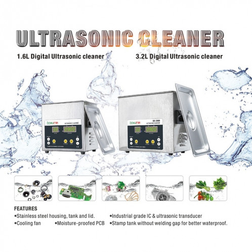 BAKU BK-2000 120 W 3.36L LCD affichage chauffage ultrasonique Cleaner avec panier, AC 220 V, UE Plug SB381A1979-08