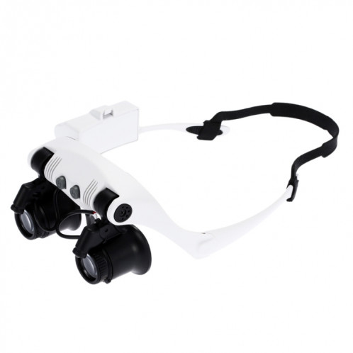 10X 15X 20X 25X porter des lunettes yeux éclairés loupe loupe regarder réparation loupe avec lumière led (blanc) SH50511303-09