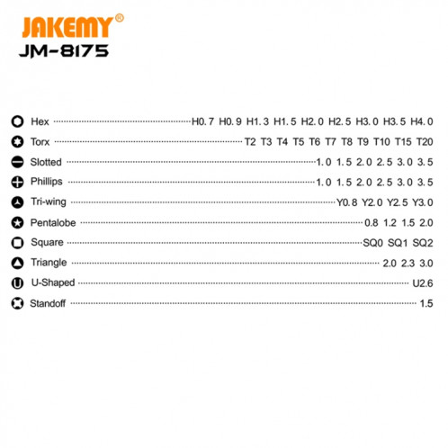 JAKEMY JM-8175 50 en 1 boîte externe double face ensemble d'outils de tournevis multifonctionnel et de précision SJ75591541-013