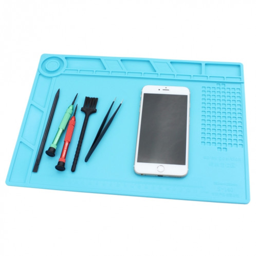 Plate-forme de maintenance Tapis en silicone pour isolation thermique, haute résistance à la chaleur, Taille: 34.8cm x 25cm (Bleu) SM916L1249-07