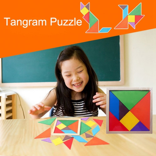 Bébé Jouet Fine Jigsaw Puzzle en Bois Grande Taille Tangram, Taille: 16 * 16cm SH0072819-08