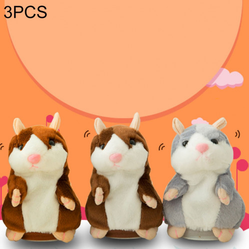 3 PCS jouets éducatifs Hamster de dessin animé mignon deviennent enregistrement sonore vole enfants cadeau d'anniversaire, livraison de couleur aléatoire, taille: 15 * 8 * 8 cm SH20771016-07