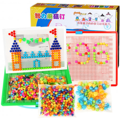 296 en 1 / ensemble de la petite enfance éducatif créatif bricolage bureau champignon ongles jeu de puzzle jouet SH45871276-09