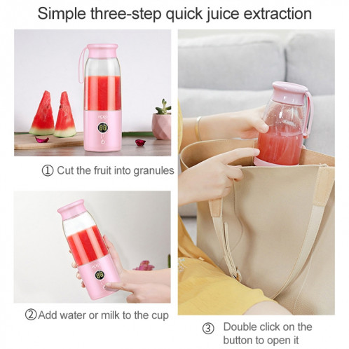 Vitamer USB Mini Portable Juicer Juice Blender Citron Fruit Squeezers Alésoirs Bouteille (Rose) SH567F1686-010