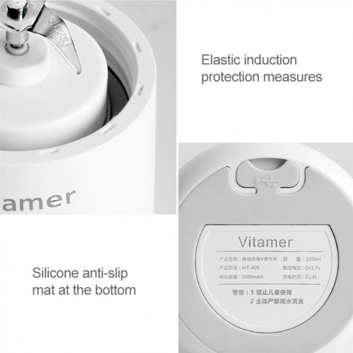 Vitamer USB Mini Portable Juicer Juice Blender Citron Fruit Pressers Alésoirs Bouteille (Blanc) SH568W952-010