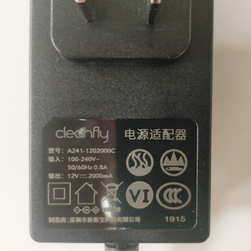 Adaptateur secteur d'origine Xiaomi Youpin pour aspirateur de voiture Cleanfly HC9155, prise américaine (noir) SX5122853-05