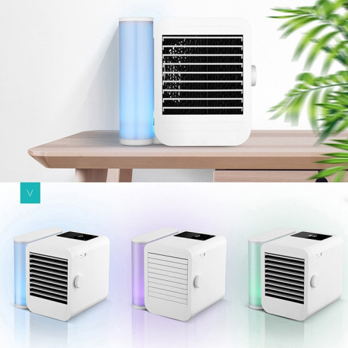3 en 1 Réfrigération + Humidification + Purification Air Cooler Ventilateur de bureau avec lumière colorée SH18101638-010