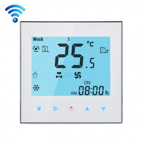 Thermostat d'ambiance programmable à 2 tubes avec écran LCD pour ventilateur, prise en charge Wifi (blanc) SH002W447-07