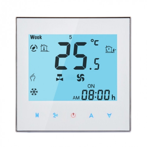 Thermostat d'ambiance programmable à 2 tubes avec écran LCD pour ventilateur, prise en charge Wifi (blanc) SH002W447-07