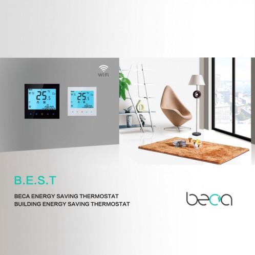Thermostat d'ambiance programmable à 2 tubes avec écran LCD pour ventilateur, prise en charge Wifi (blanc) SH002W447-07