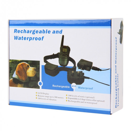 Collier rechargeable et imperméable à 300 m de 300 m à distance de chien d'entraînement avec écran LCD SH0010240-014