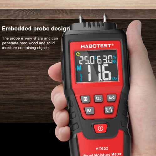 HABOTEST HT632 détecteur d'humidité du bois à affichage numérique multifonctionnel Portable SH01941113-07