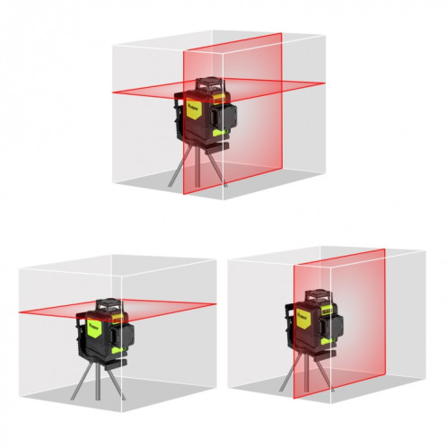 902CR Niveau laser 2 × 360 degrés couvrant les murs et les sols 8 lignes faisceau rouge IP54 étanche à l'eau / à la poussière (rouge) SH268R1149-06