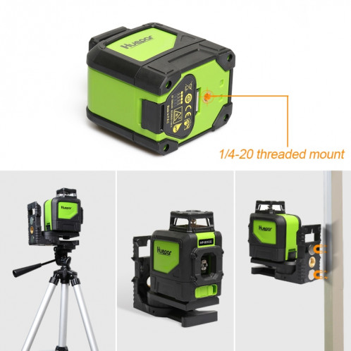 901CG H360 degrés / V130 degrés Niveau laser couvrant les murs et les sols 5 lignes faisceau vert IP54 étanche à l'eau / à la poussière (vert) SH284G1253-06