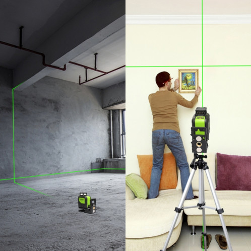 901CG H360 degrés / V130 degrés Niveau laser couvrant les murs et les sols 5 lignes faisceau vert IP54 étanche à l'eau / à la poussière (vert) SH284G1253-06