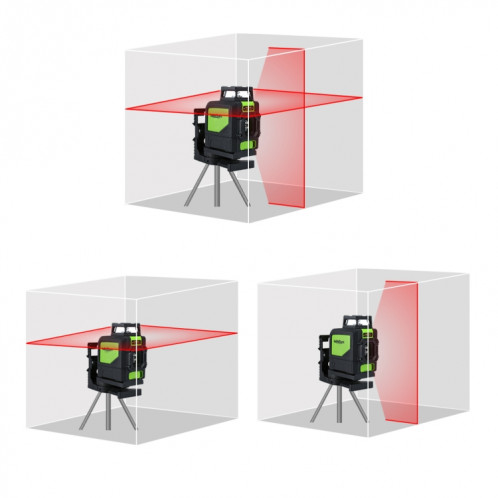 901CR H360 degrés / V130 degrés Niveau laser couvrant les murs et les sols 5 lignes faisceau rouge IP54 étanche à l'eau / à la poussière (rouge) SH285R1887-06