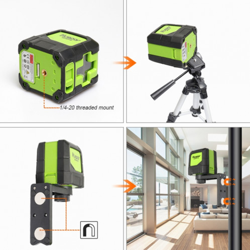 9011G 1V1H 15mW 2 lignes de niveau laser à faisceau vert couvrant les murs et les sols (vert) SH630G447-06