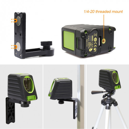BOX-1G 1V1H 40mW et 10mW Niveau laser à faisceau vert à 2 lignes couvrant les murs et les sols (vert) SH634G1278-06