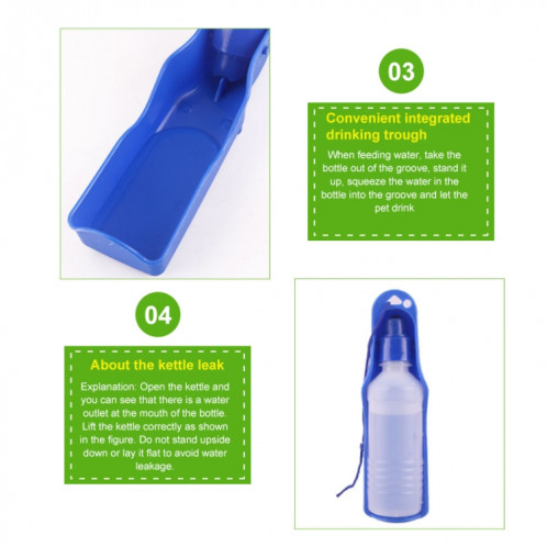 Bouteille d'eau portative extérieure pour chien/animal de compagnie de 250 ml, livraison de couleur aléatoire SH07421328-06