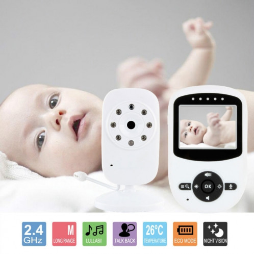 BM-SM24 Moniteur pour bébé avec caméra de surveillance sans fil à affichage à cristaux liquides de 2,4 pouces à cristaux liquides et 2,4 GHz avec vision nocturne à 8 infrarouge à LED SH132W518-013