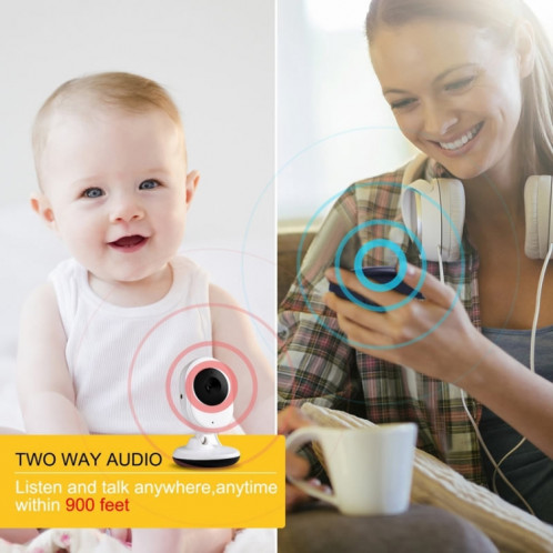 BM-SP820 Moniteur pour bébé avec caméra de surveillance sans fil à affichage à cristaux liquides de 2,4 pouces à cristaux liquides et 2,4 GHz avec vision nocturne à 7 infrarouge à LED, conversation vocale à deux SH133W130-013
