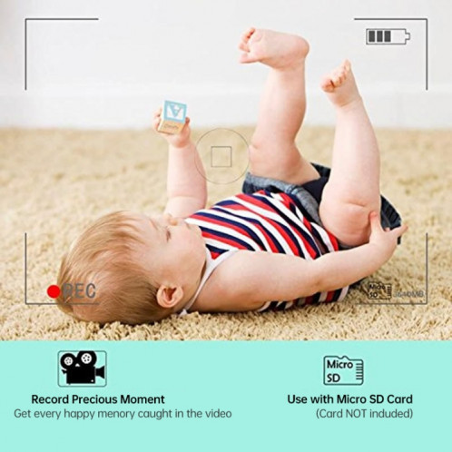 BM-SP820 Moniteur pour bébé avec caméra de surveillance sans fil à affichage à cristaux liquides de 2,4 pouces à cristaux liquides et 2,4 GHz avec vision nocturne à 7 infrarouge à LED, conversation vocale à deux SH133W130-013