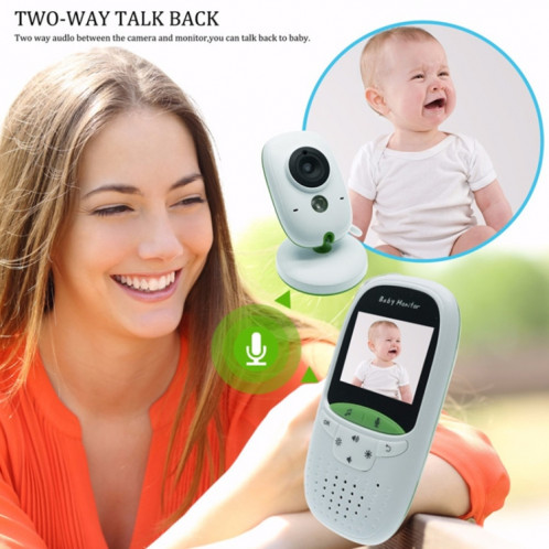 VB602 Moniteur pour bébé avec caméra de surveillance sans fil à affichage à cristaux liquides de 2,4 pouces à cristaux liquides, 2,4 GHz, Prise en charge de la conversation en arrière, Vision nocturne (Blanc) SH138W1145-012