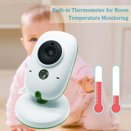 VB602 Moniteur pour bébé avec caméra de surveillance sans fil à affichage à cristaux liquides de 2,4 pouces à cristaux liquides, 2,4 GHz, Prise en charge de la conversation en arrière, Vision nocturne (Blanc) SH138W1145-012