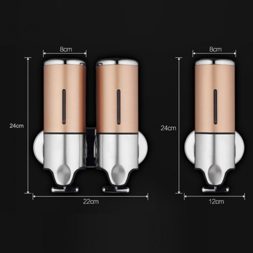 Distributeur manuel de douche à double hôtel fixé au mur, bouteille de savon de lavage de shampoing liquide, capacité: 1000 ml (argent) SH507S1867-011