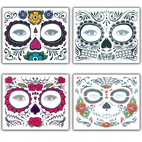 4 autocollants de tatouage de visage temporaire imperméable à l'eau de Halloween de PCS, taille: 150 * 125mm, livraison aléatoire de modèle SH1944247-03