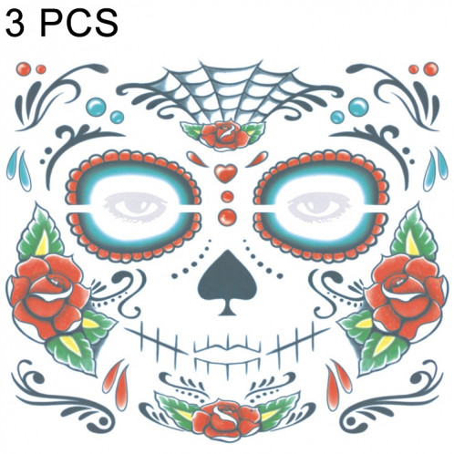 Autocollants provisoires imperméables de tatouage de visage de 3 PCS Halloween, taille: 240 * 210mm SH1945125-03