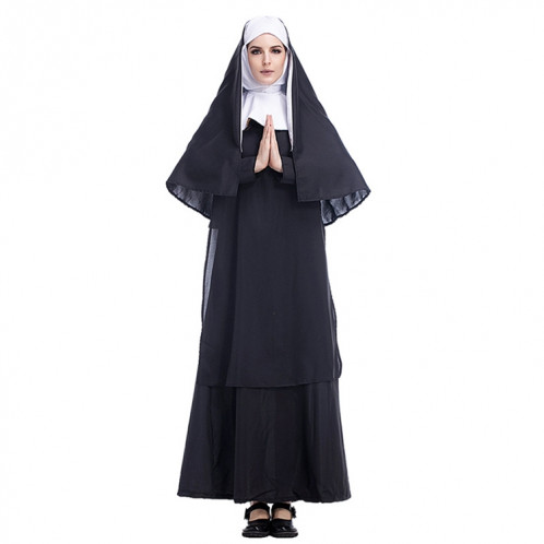 Costume Halloween femmes nonne missionnaire cosplay vêtements, taille: S, buste: 92cm, longueur de robe: 138cm, largeur d'épaule: 38cm SH947A1939-07