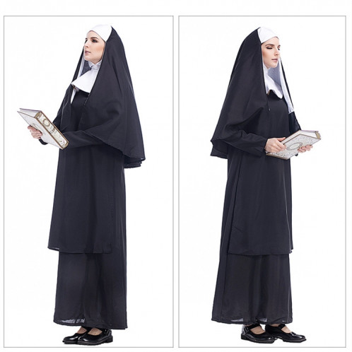 Costume Halloween femmes nonne missionnaire cosplay vêtements, taille: S, buste: 92cm, longueur de robe: 138cm, largeur d'épaule: 38cm SH947A1939-07