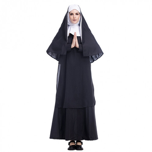 Costume Halloween femmes nonne missionnaire vêtements cosplay, taille: L, buste: 108cm, longueur de robe: 144cm, largeur d'épaule: 40cm SH947C1210-07