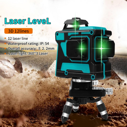 Hilda LS055 Laser Level 12 Lines 3D Auto-nivelant 360 Cross Horizontal Vertical Level Green Beam SH27811699-08