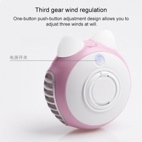 LORDNINO SBF003 Ventilateur électrique portable avec chargeur magnétique, 3 W, contrôle de la vitesse de rotation (rose) SH795F915-010