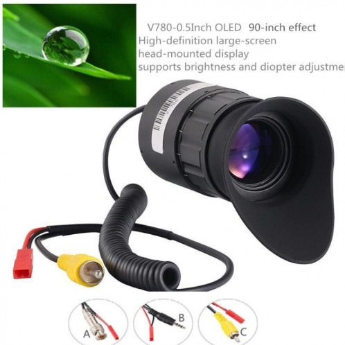 V780 Portable 0,5 pouce OLED grand écran HD monté sur la tête, prise en charge NTSC / PAL SH27981087-09