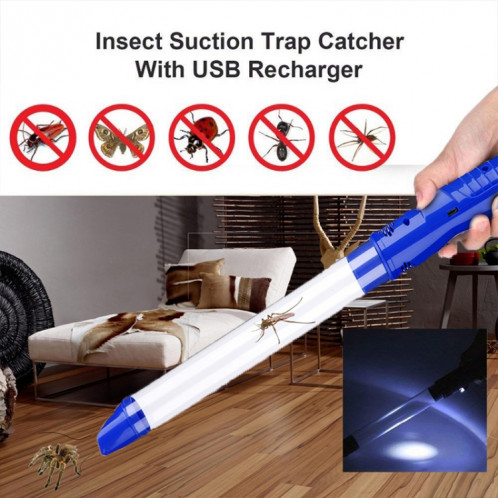 SK818 USB Chargement Insectes Bugs Pièges Aspiration Attrape-Araignée Électrique Avec Lumière LED (Bleu) SH879L1888-011
