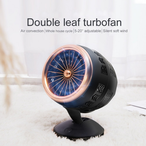 Refroidisseur d'air de ventilateur électrique de bureau à cycle de convection d'air de charge mini USB réglable, supporte le contrôle à 2 vitesses (or noir) SH26BJ1097-09